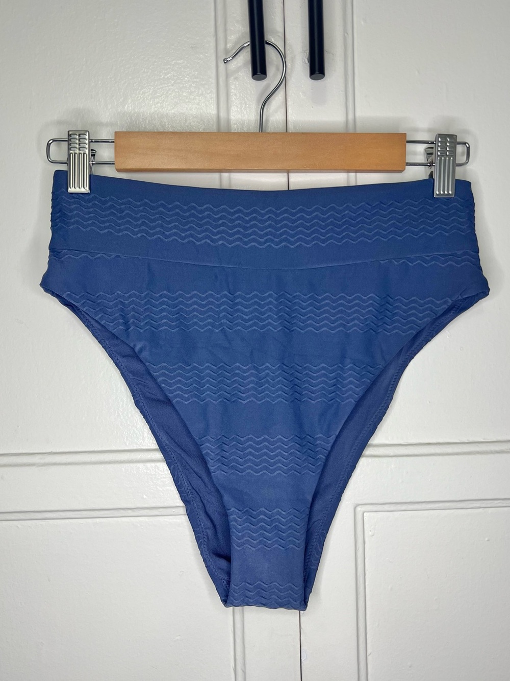 Aerie Jacquard Wavy High Cut Cheeky Bikini Bottom- Royal Blue | NWOT - M